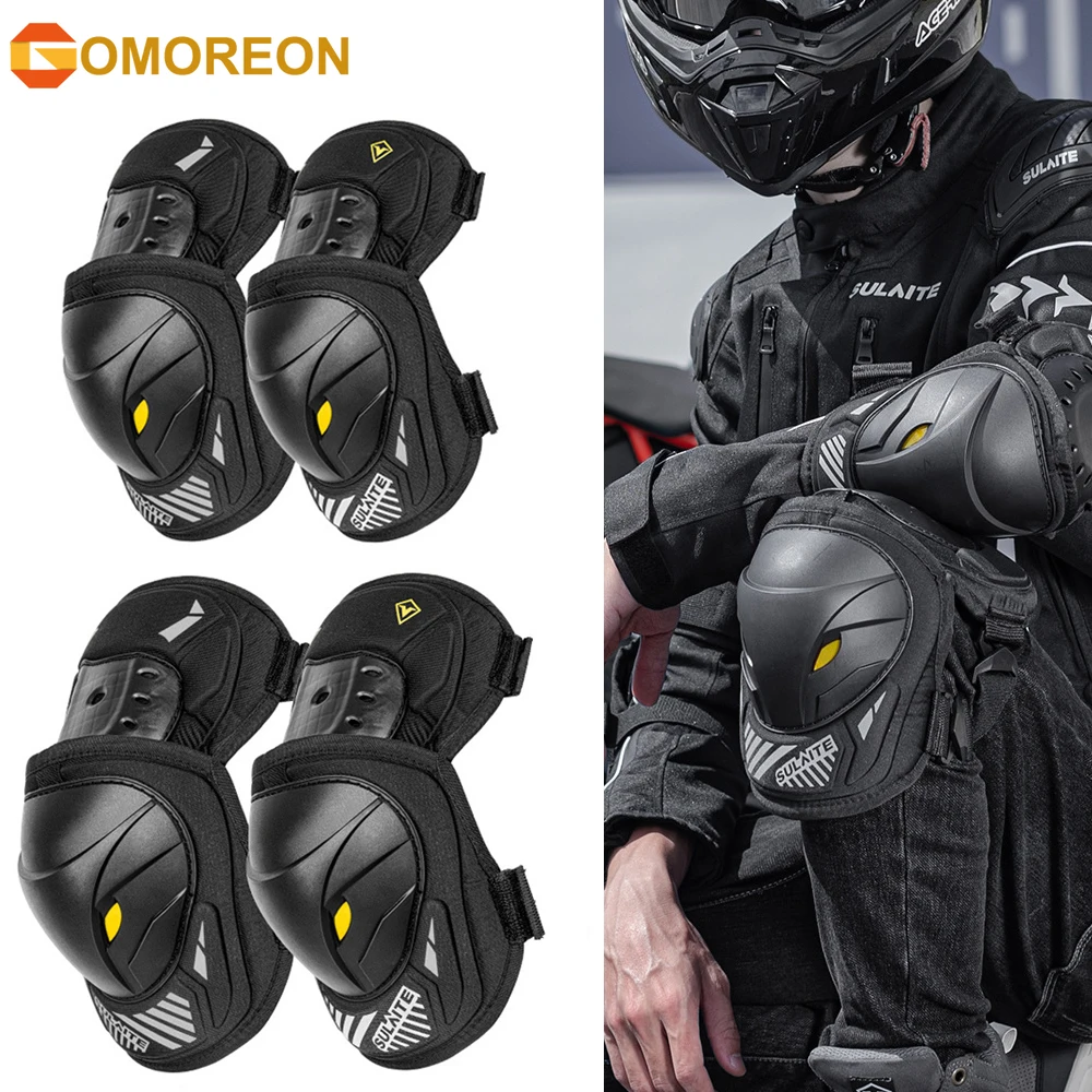 Mountain Biking Elbow Pads - GOMOREON 1 ペアオートバイ電動自転車膝肘ガードパッドプロテクターダートバイクボディモトクロスレーシングマウンテンバイク用
