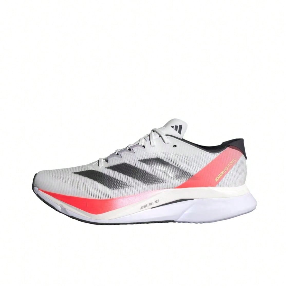 Adidas Shoes Adizero Boston 12 - アディダス アディゼロ ボストン 12。快適で汎用性が高く、軽量でクッション性に優れたローカットのトレーニング＆ランニングシューズ。メンズモデル。ホワイト＆レッド。IF9210。