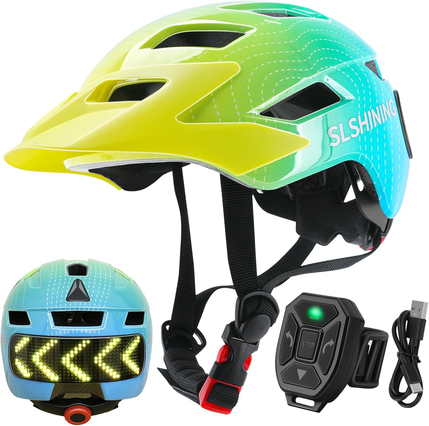 Mountain Biking Helmet Kids - 充電式LEDディスプレイ自転車ヘルメット 新型デュアルスポーツ一体成型サイクリングヘルメット 安全な山道走行用子供用自転車ヘルメット