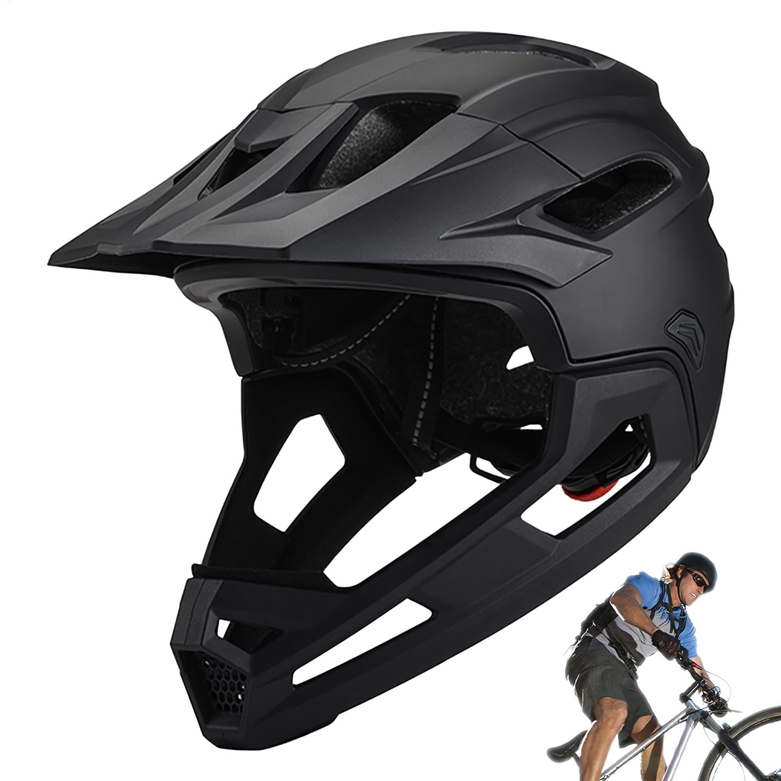 Mountain Biking Helmet Kids - バイクヘルメット自転車マウンテンバイクヘルメットフルフェイス取り外し可能なワンピースオートバイ乗馬安全ヘルメット頭部保護