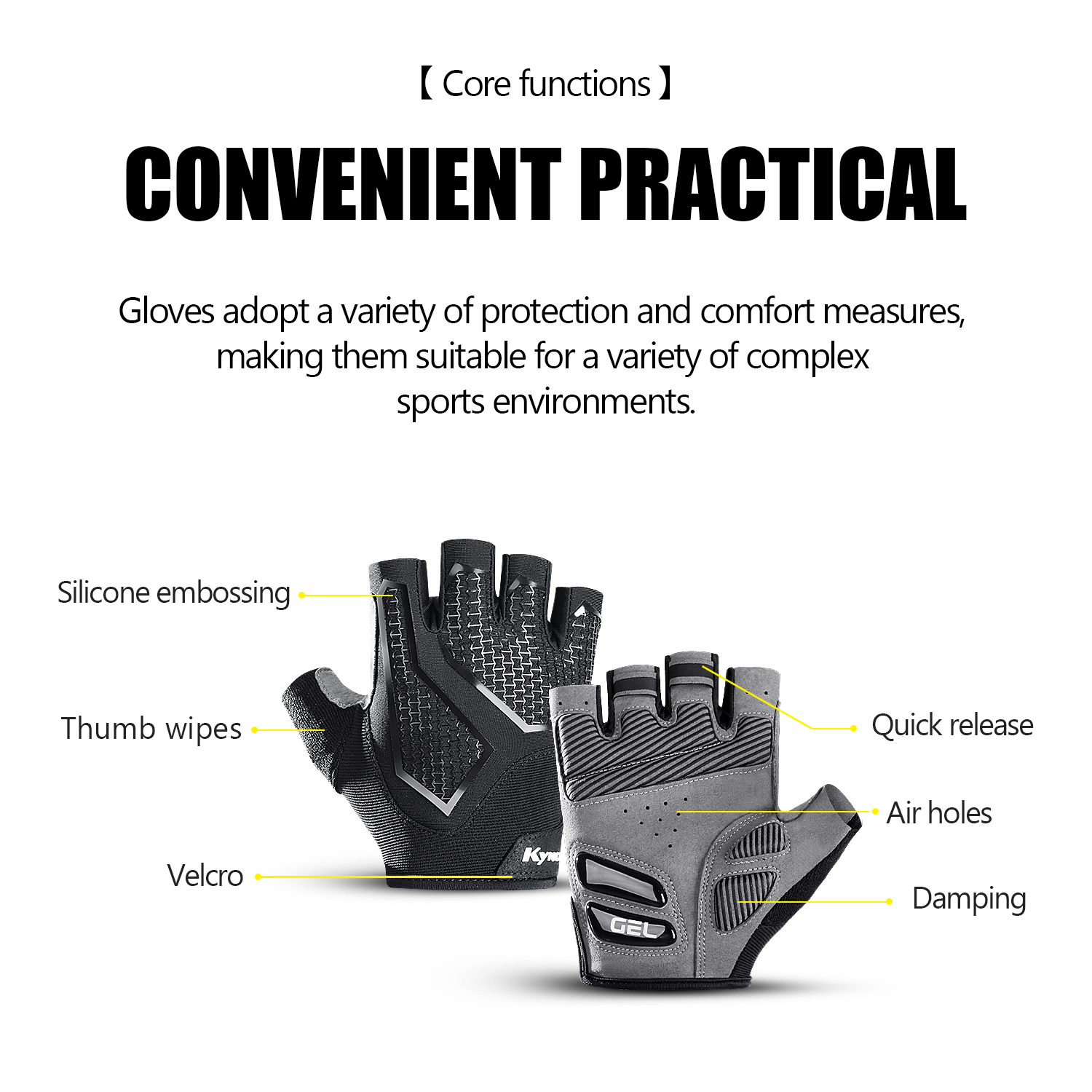 Kymc ハーフフィンガーサイクリンググローブ、ジェル衝撃吸 - Mountain Biking Elbow Pads のレビューと価格
